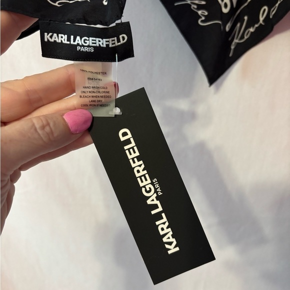 Karl Lagerfeld Black and White Leopard Print Scarf - Picture 2 of 8